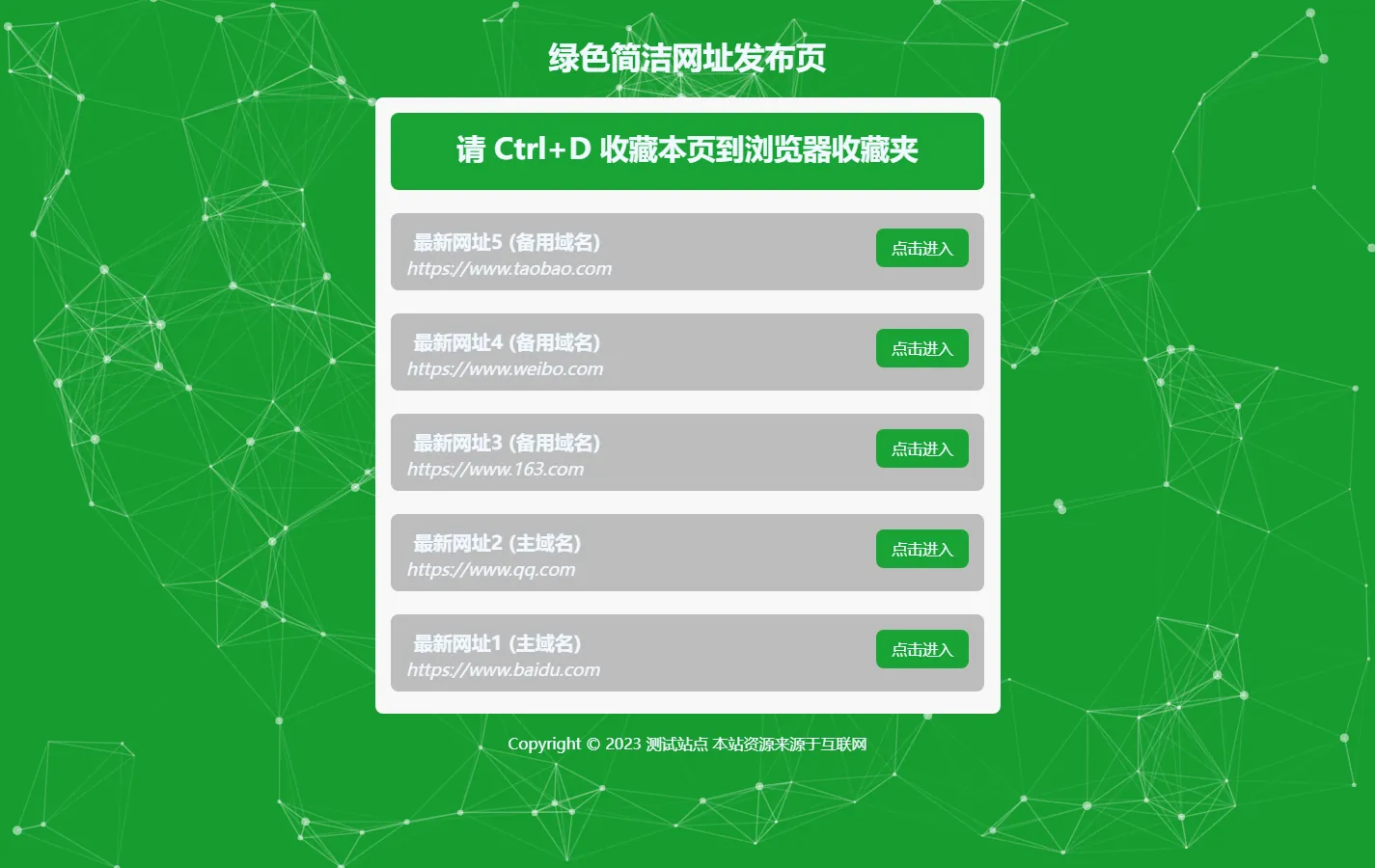 (自适应手机端)网址发布页面网站模板