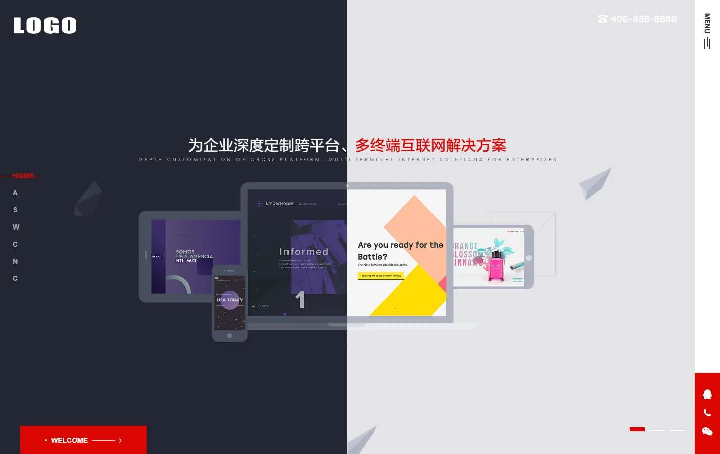 (自适应手机端)响应式高端网络建站设计类公司网站模板