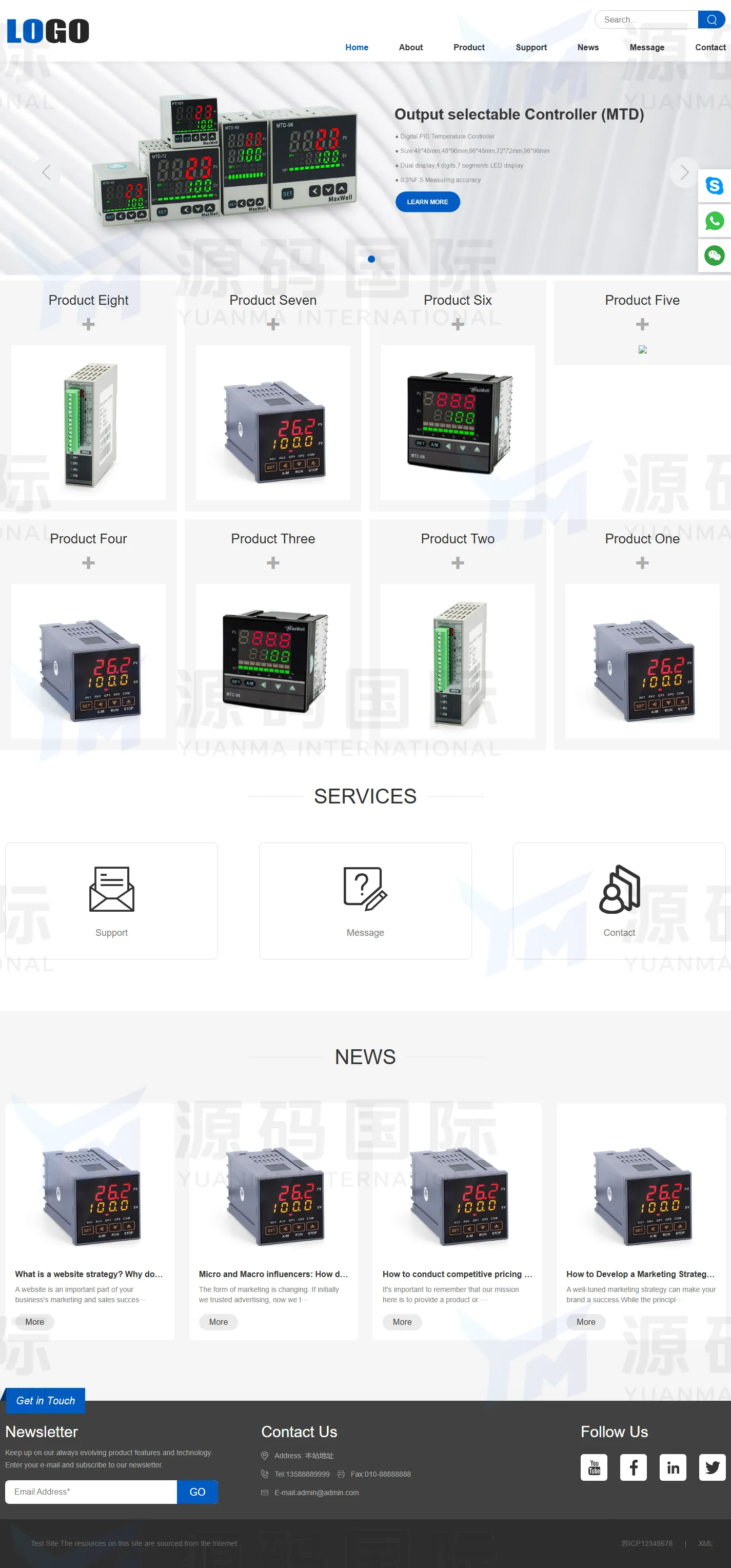 (自适应手机版)英文外贸网站模板 - 带三级子目录 PC 预览