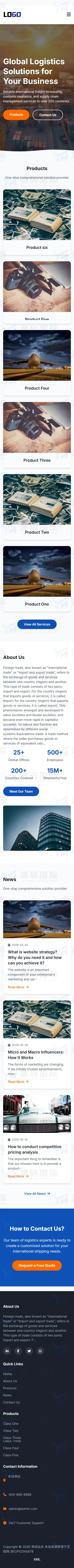 (自适应手机端)英文外贸企业网站模板 移动端