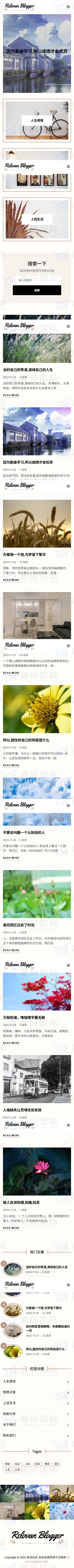 (自适应手机端)响应式个人博客网站pbootcms模板 - 带评论功能 移动端