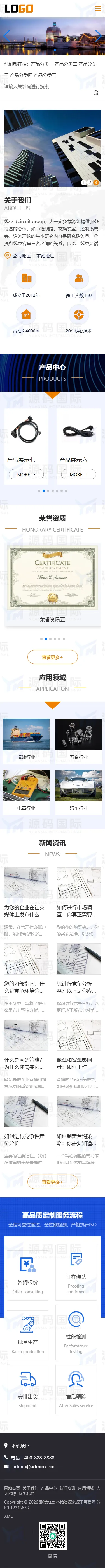 线束加工网站模板 线束厂家网站源码下载 移动端